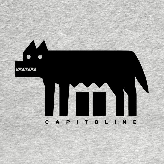 Minimalist design of Capitoline Wolf. Art in black ink by croquis design